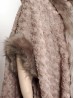 Premium Faux Fur Cape with Rose Imprints & Sleeves